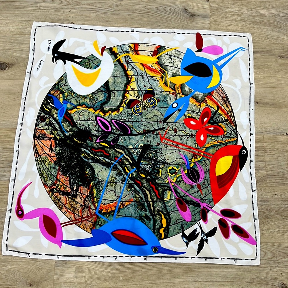 100% silk authentic Christian Lacroix scarf. Used.